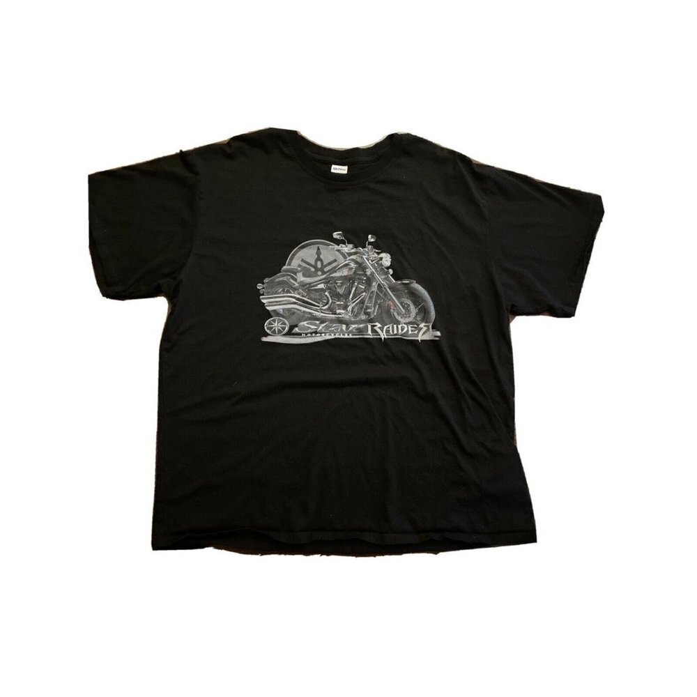 T-Shirt Black Star Raider Motorcycles Graphic Tee‎ Ring Spun Cotton 2XL